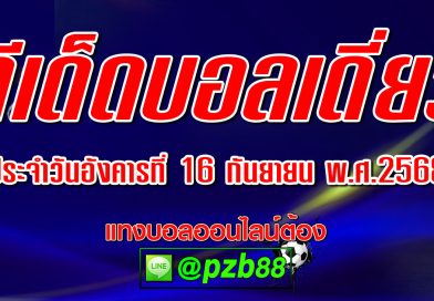 ทีเด็ดบอลเดี่ยว ประจำวันอังคารที่ 16 กันยายน 2568